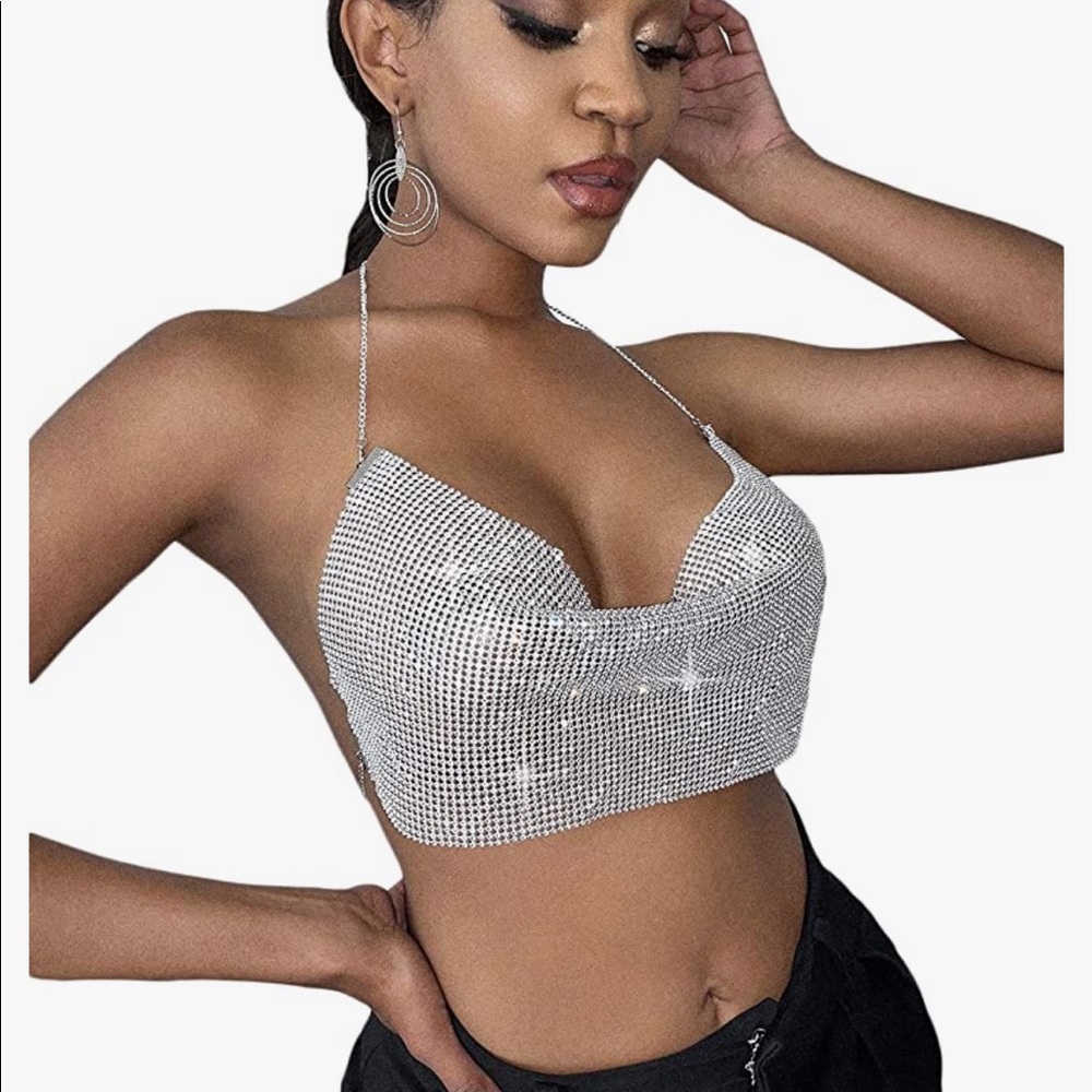 Shein women’s sparkle sequin halter top